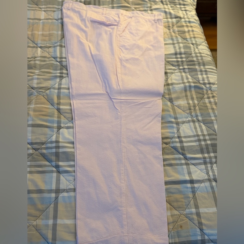 Bills Khakis Pink and White Parker Pant striped seersucker pants 46x30